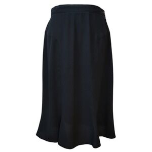 Vintage 80s Nilani Midi Skirt Size 10 Black Retro Career Office Ruffle Hem‎